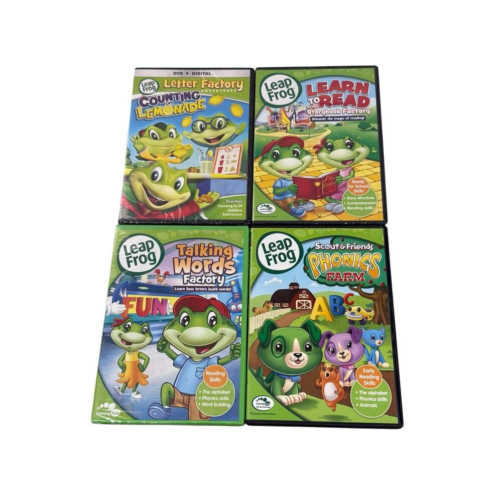 Leap Frog Learning Phonics Reading Counting Homeschool Teaching DVD Lot Of 4